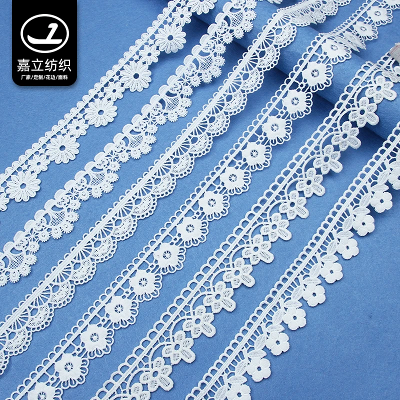 Design Chemical Embroidered Lace Fabric for Clothes High Quality New Sequin Embroidery Fabric 100% Polyester Water Soluble