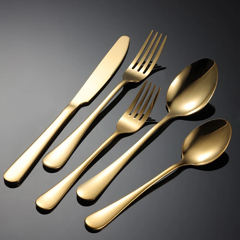 Wholesale cheap magnetic stainless steel knife and fork combination gold cutlery