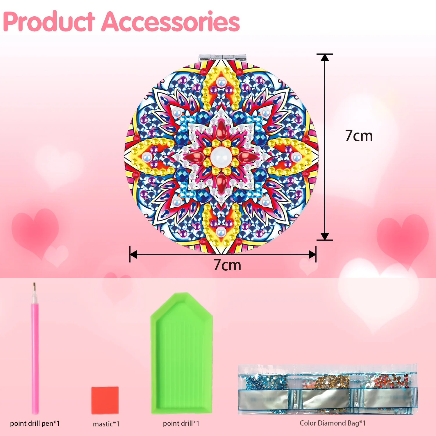 Diamond Painting Compact Mirror Mandala Diamond Art Small Travel Pocket Mirror Diamond Dots DIY Craft Kits