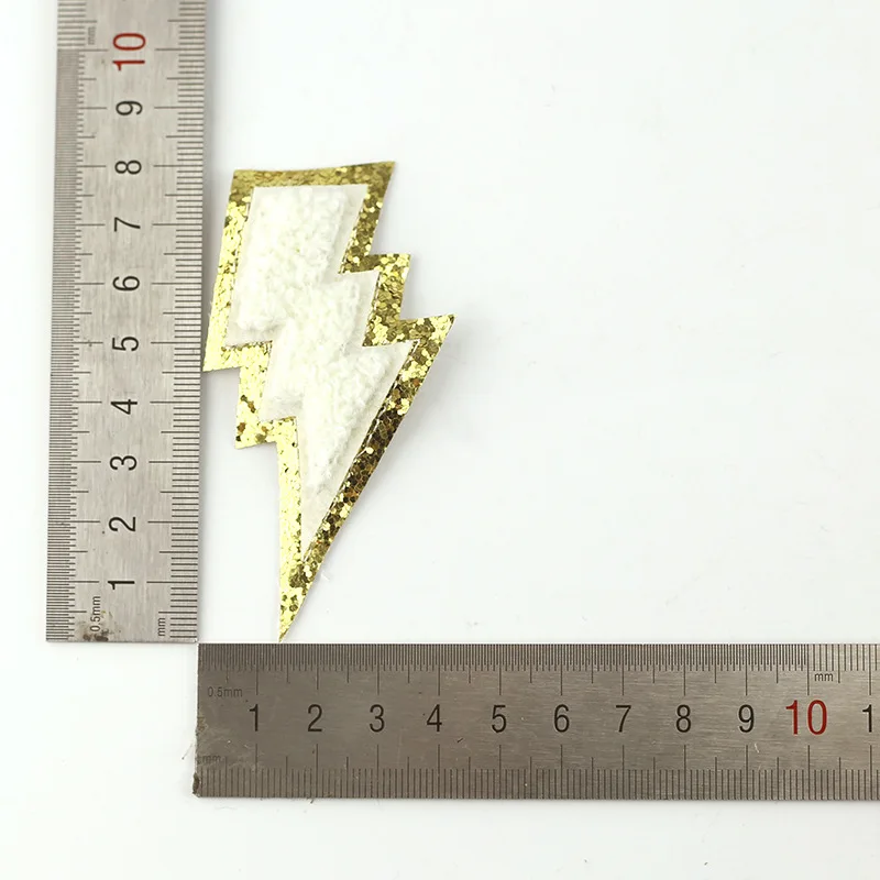 Glitter Chenille Lighting Bolt Patches Self-adhesive Patches