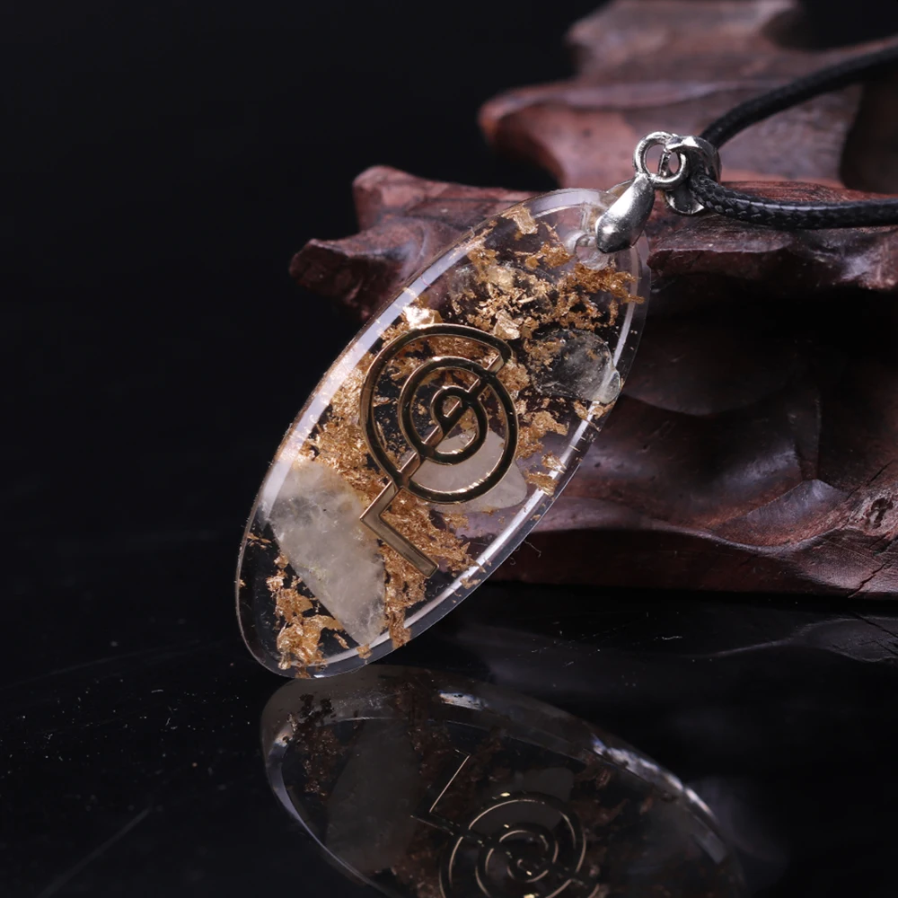 Crystal Necklace Waterdrop Shaped Orgonite Necklace With Cho Ku Rei Symbol Jewelry Orgone Pendant