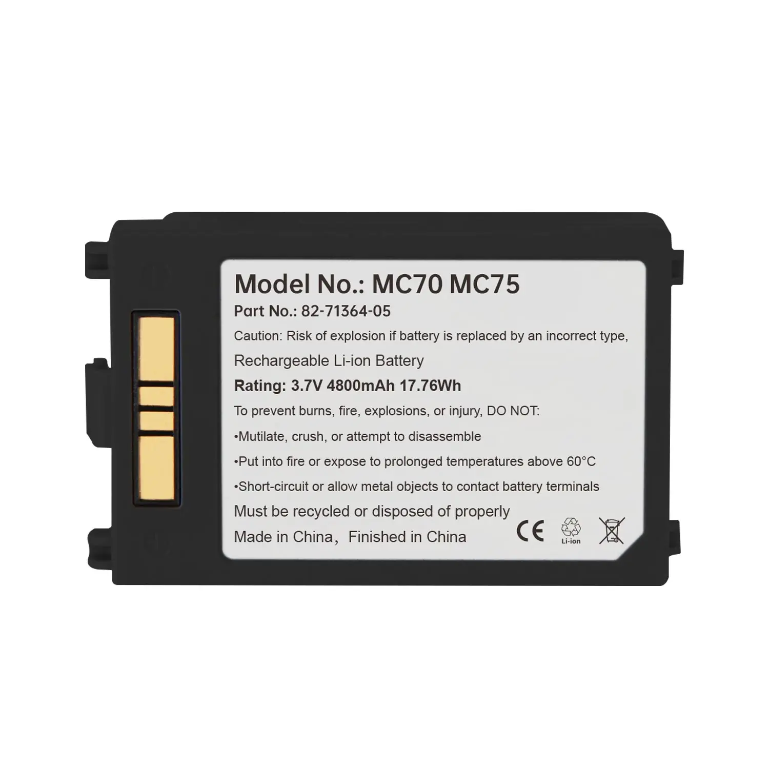 SWLPB Barcode Scanner for Zebra Symbol MC70 MC7090 MC75 MC75A MC7596 82-71364-06 battery 3.7V 4800mAh