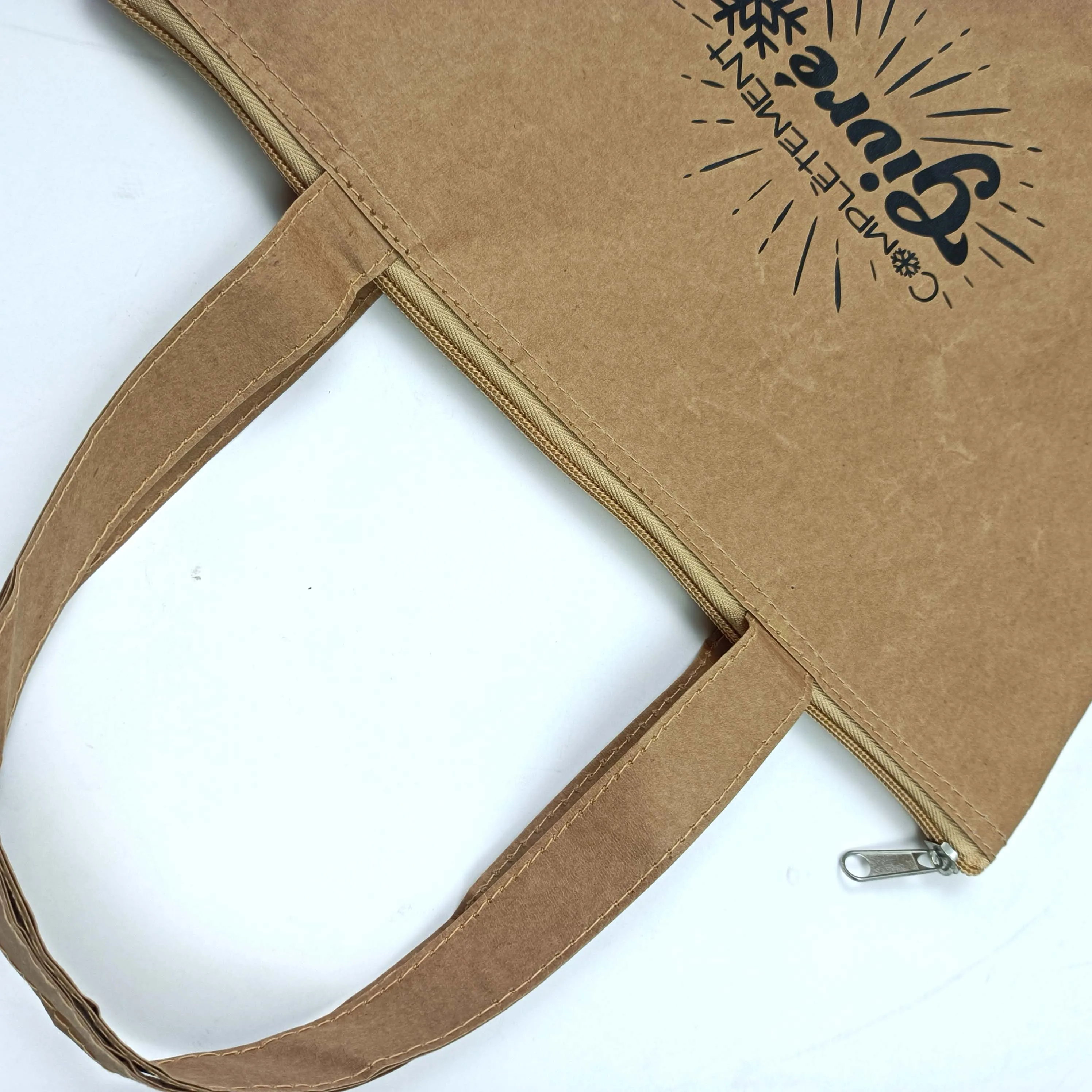 Reusable Eco-friendly kraft paper handbag letter design tote bag Seafood Thermal insulation lunch bag