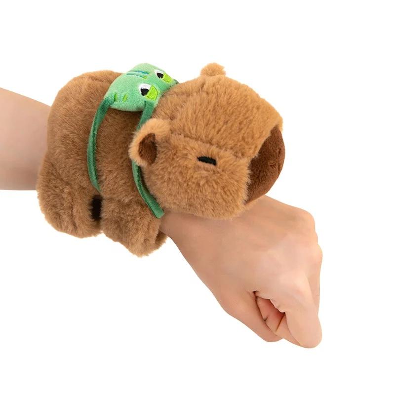 Backpack style hot selling cheap capibara weighted low moq manufacturer custom stuffed capybara wristband plush toy for kids
