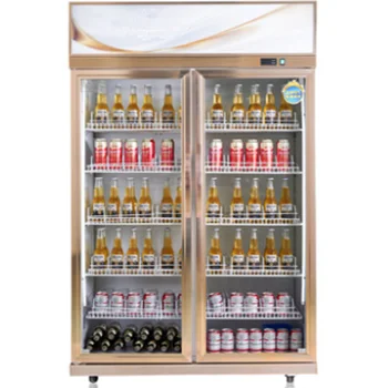 2 Glass Door Static cooling Refrigerator Upright display  Fridge