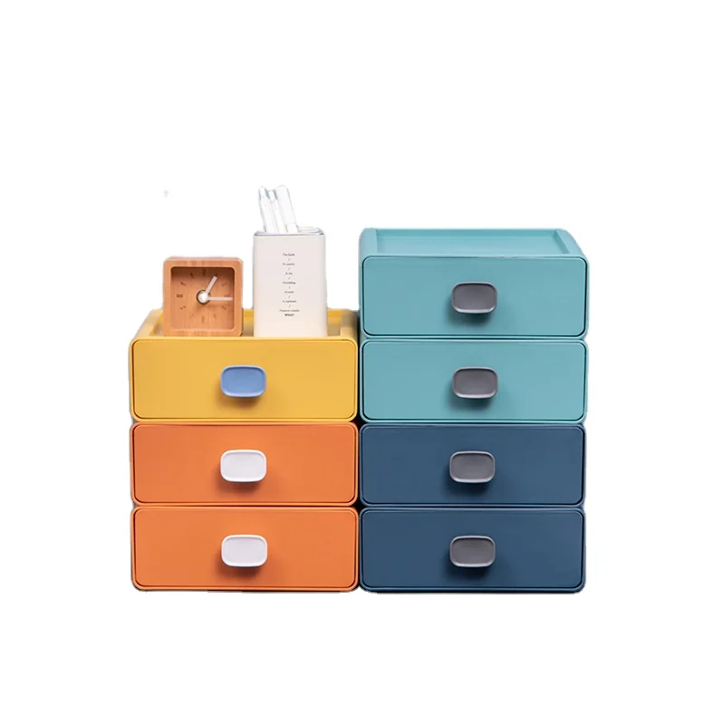
2021 new design Desktop drawer storage box Multi-layer Stackable Plastic storage box office desk organizer box With Handle 