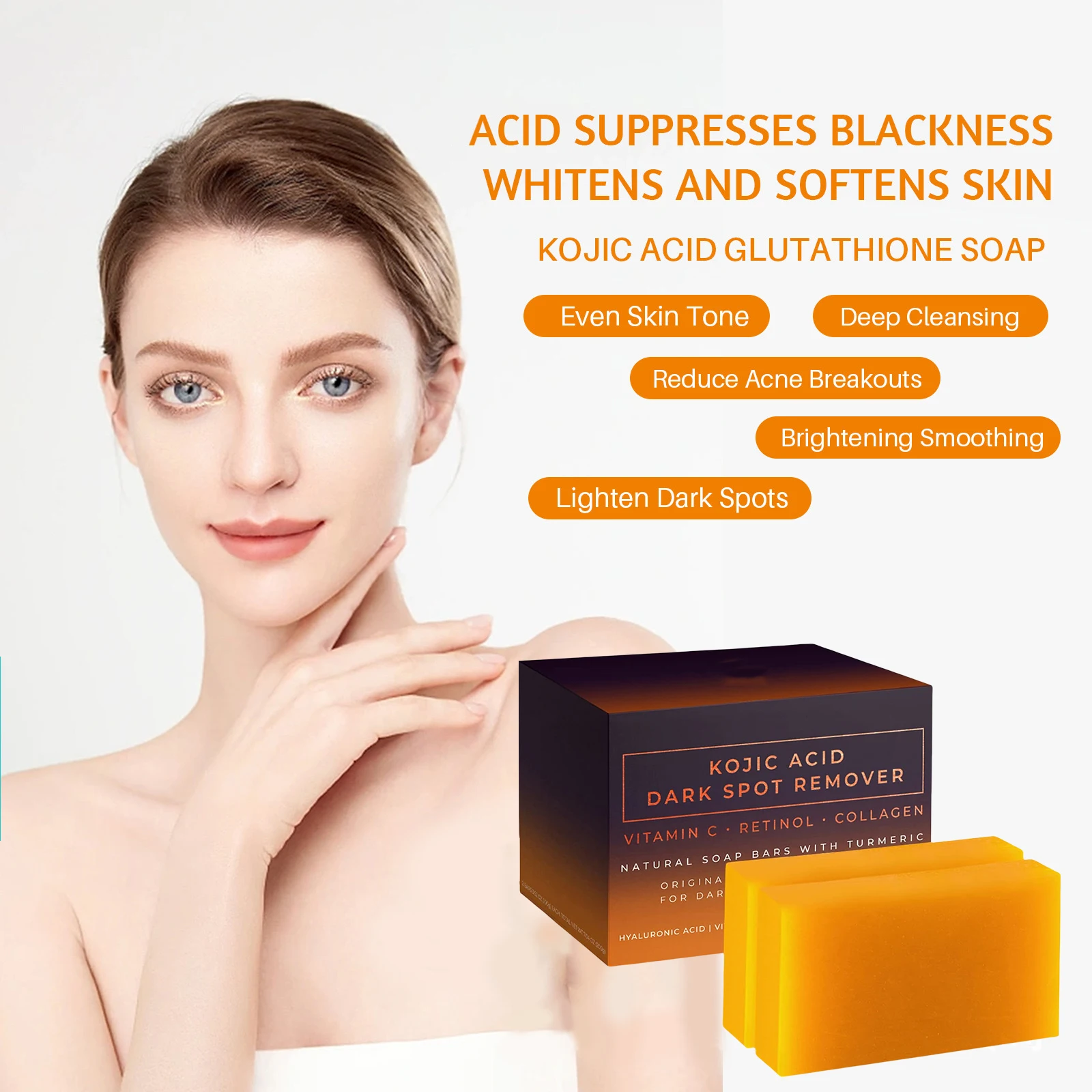Kojic Acid Soap Skin Brightening Natural Organic Clean Body Kojic Acid Soap for Skin Whitening Dark Spots and Anti Acne