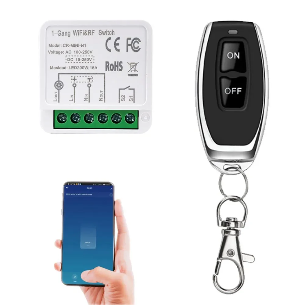 Mini Smart Switch WiFi RF433 16A Tuya App Support Google Home Alexa Voice Control
