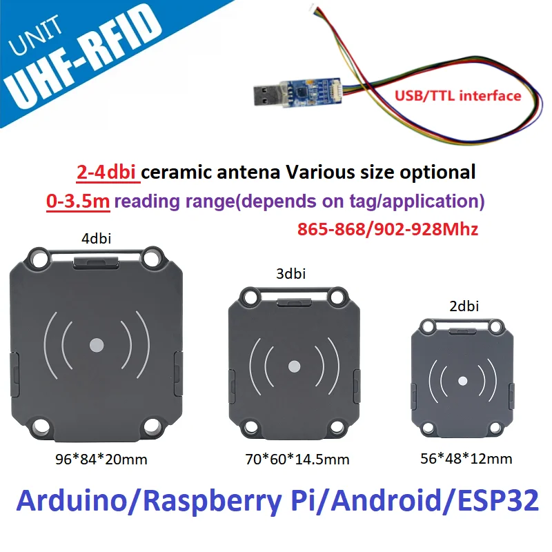 ISO 18000 6C 0-3 м диапазон UHF Writer встроенный маленький RFID Raspberry Pi USB TTL Arduino Reader