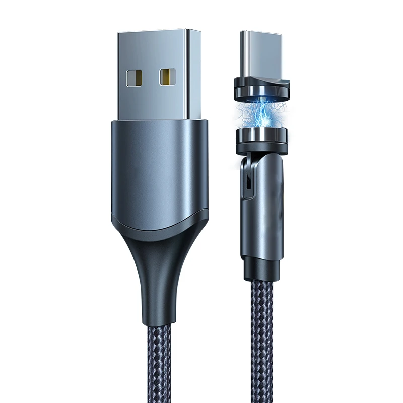 2020 New 3 In1 Magnetic Fast Charging Cable 540 Degree Free Rotation Micro Usb Cable 3A Fast Charging Data Transfer USB Magnetic