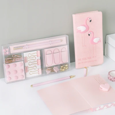 
cheap pink Series Stationary Set pen Push Pins paper clip binder clip 