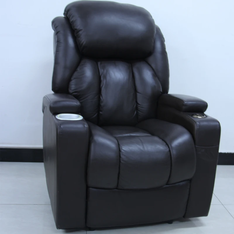 Living room comfortable electric cow leather massage recliner sofa