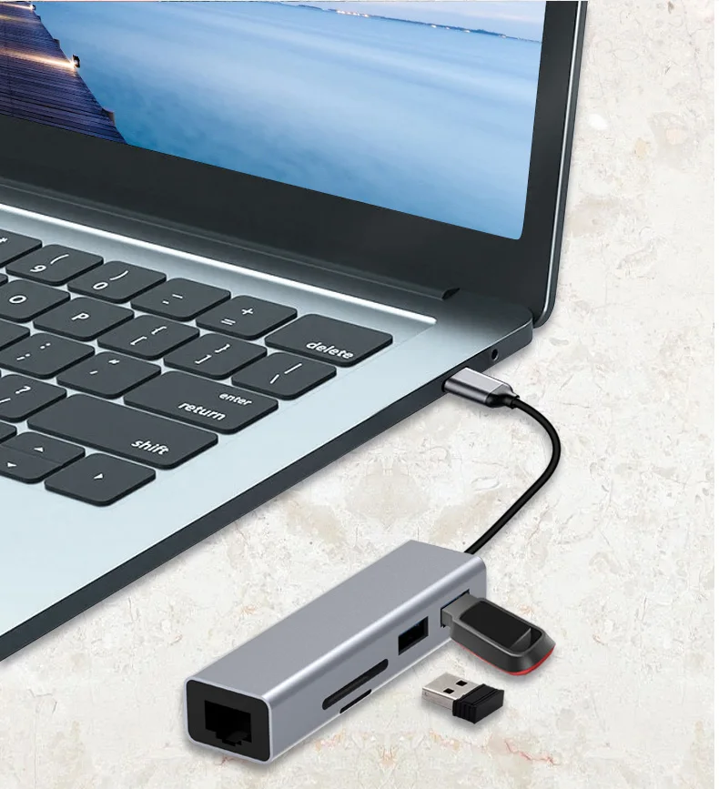 Airsky HC-78B usb3.0 to rj45 hub for mobile phone computer ethernet switch usbc to ethernet