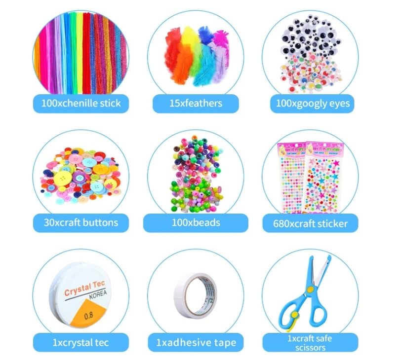 Arts and Crafts Supplies Kit Craft Set for Art Supplies Great for Preschool, Homeschool and Kindergarten DIY Crafting Projects