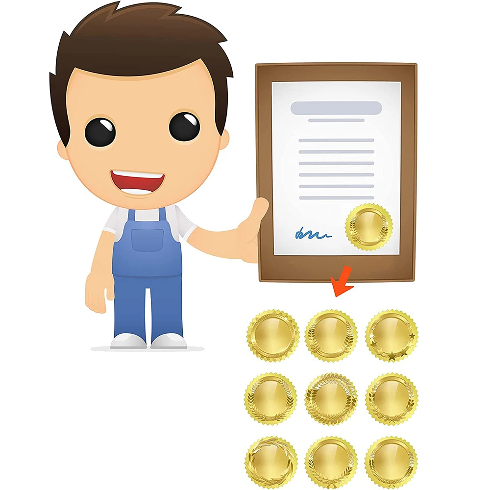 500pcs per roll Embossing Stickers Self Adhesive Label Foil Blank Metallic Gold Certificate Seals for Envelope Package