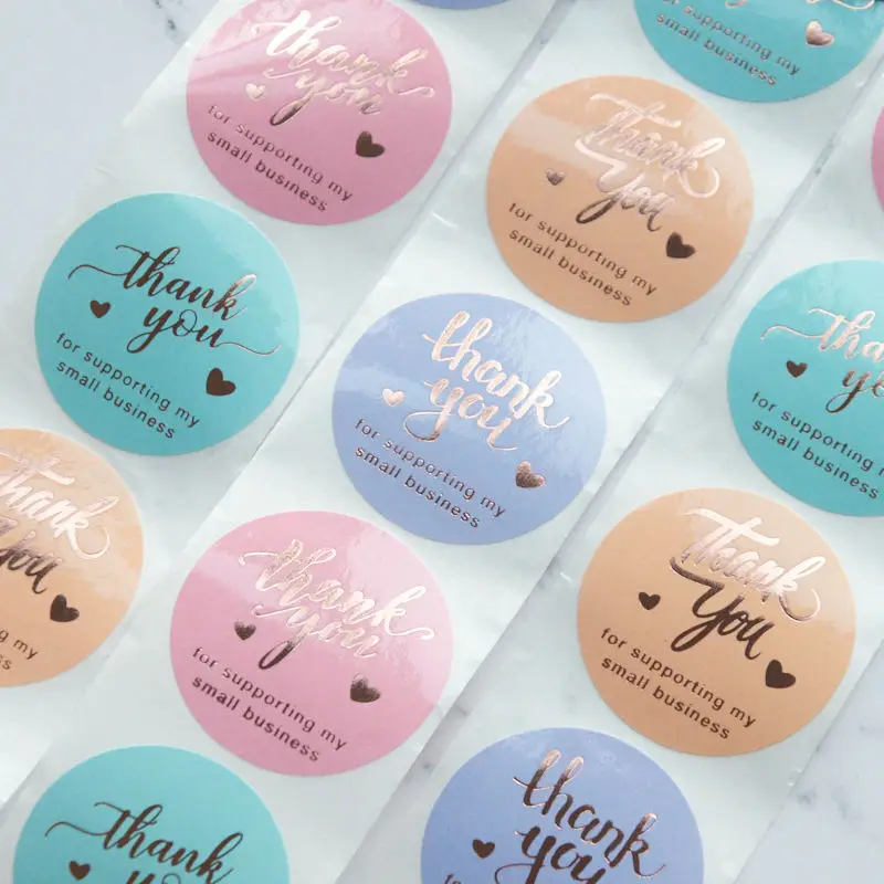 custom print logo Gold Foil thank you stickers for supporting my small business