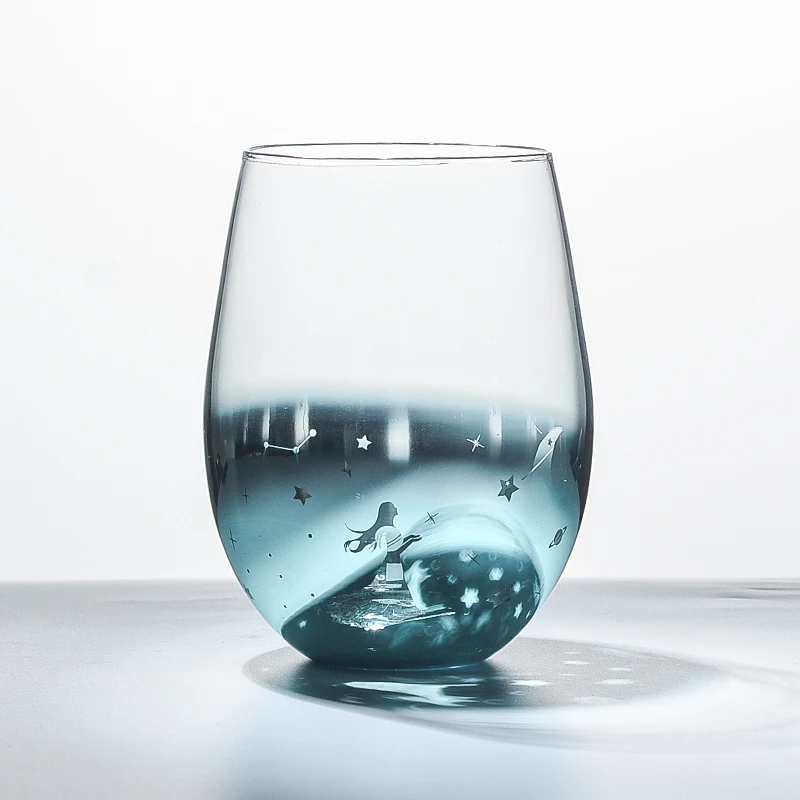 Wholesales creative  Egg shaped cupid star water glass cup electroplated colorful whisky glasses