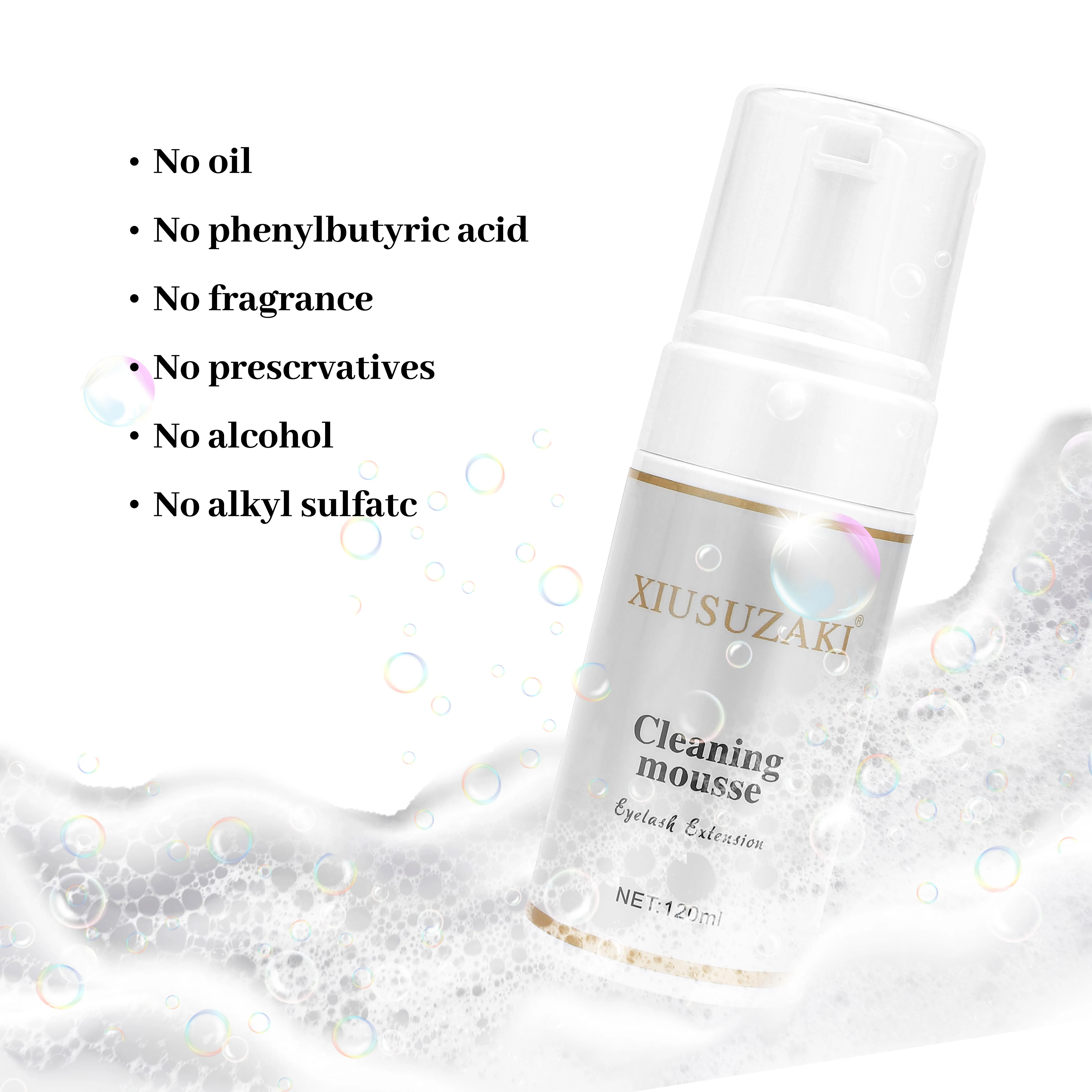 XIUSUZAKI 120ml Eyelashes Extension Wash Lash Lift Concentrate Cleaning Mousse Cleanser Foam Lash Private Label Eyelash Shampoo