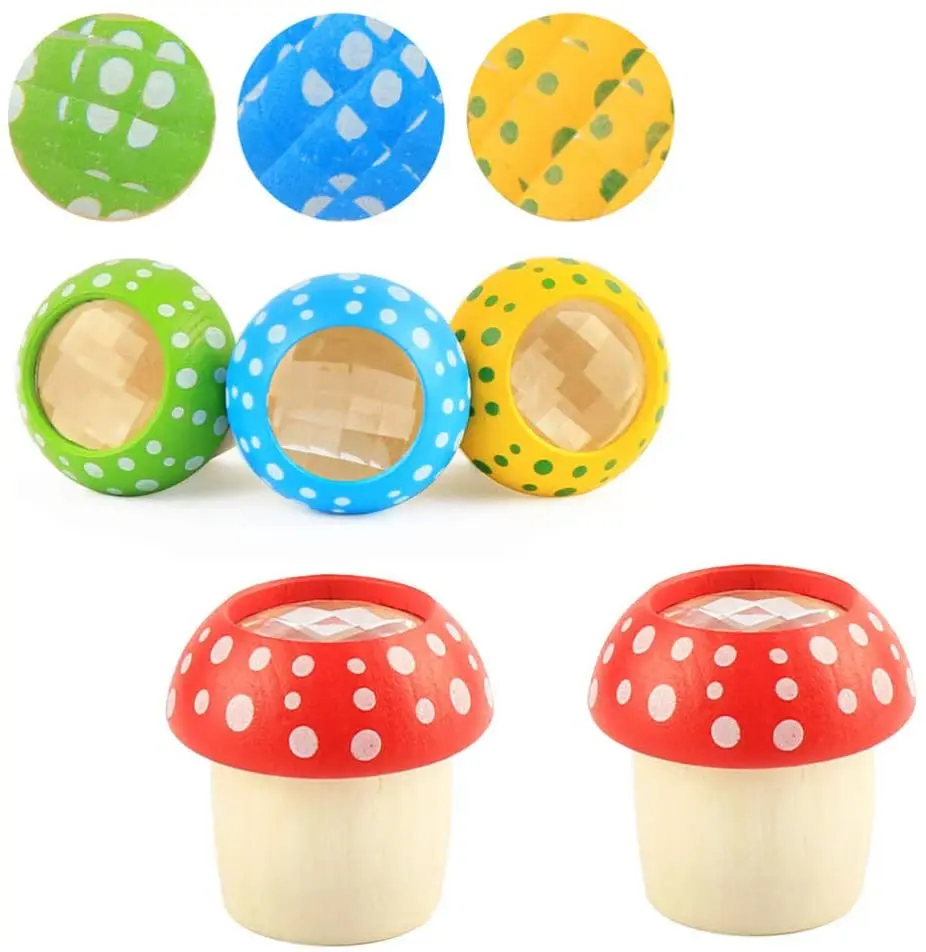 2022 New Arrival Creative Color Recognition Early Educational Toys Wooden Mushroom Kaleidoscope Toys