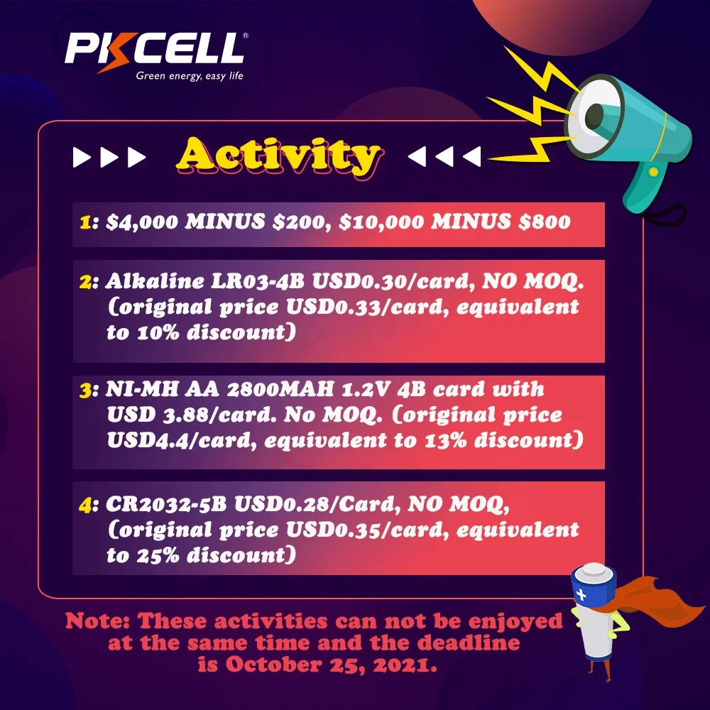 PKCELL High Quality 1000 Times Cycle Life Small Size 1.2v ni-mh AA 600mAh Torch Light Rechargeable Battery