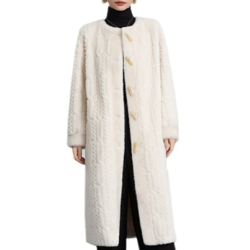 Wholesale Faux Fur Coat Ladies Vintage  Mink Fur Dairy Winter Plush Button Coat 2024 winter and autumn blazers ladies coats