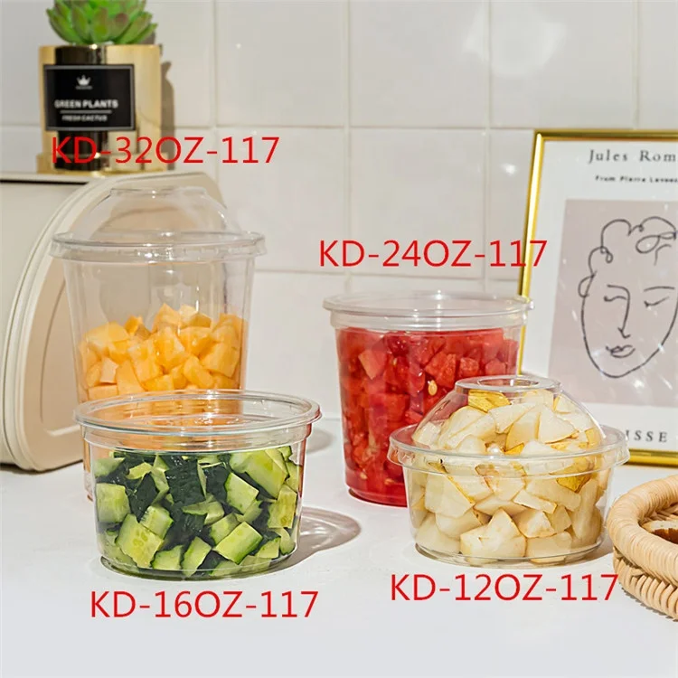 117mm  Pet Dome Lid Match With  Clear Plastic Pet 8oz 12oz 16oz 24oz 32oz deli containers salad bowls
