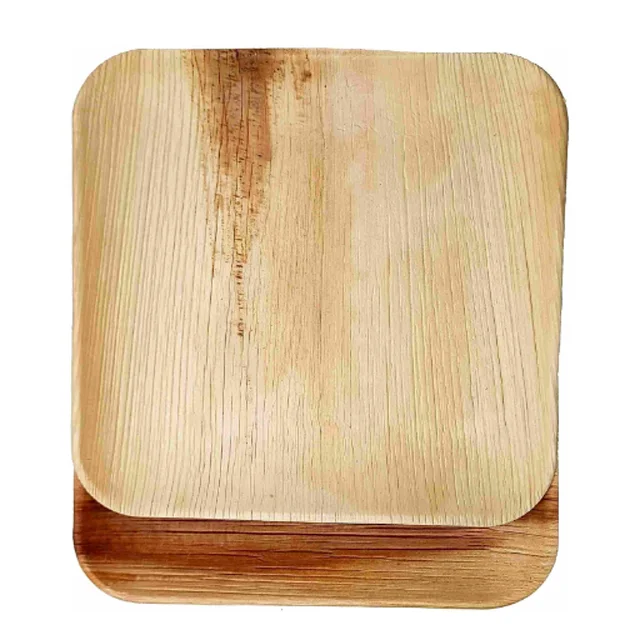 High Quality Disposable Ecological Biodegradable 10 Inch Square Shape Tableware Palm Leaves Plates