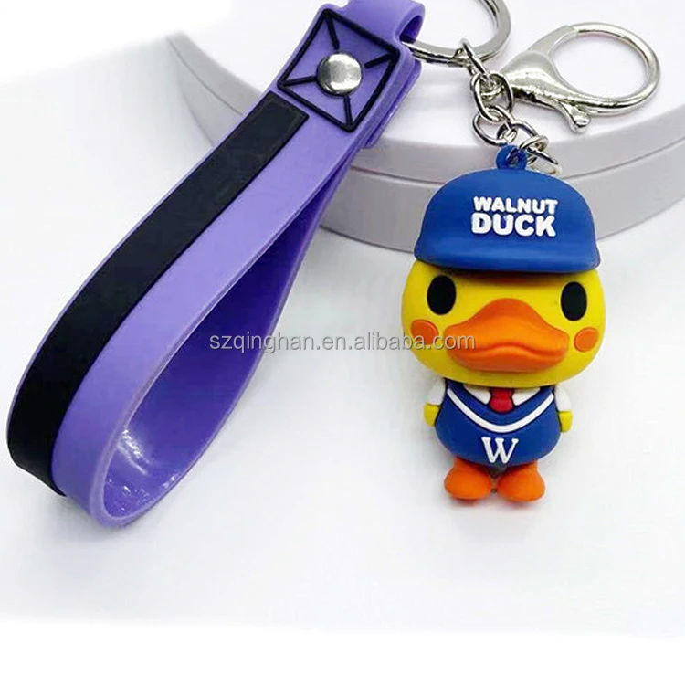rubber small duck key chain cheap custom pvc key chain small order key chain rubber 3d