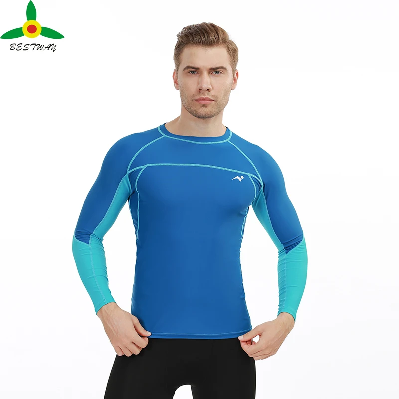 
Factory Custom UPF 50 Compressed Sublimation Printed Long Sleeve Men Surfing Rash Guard 