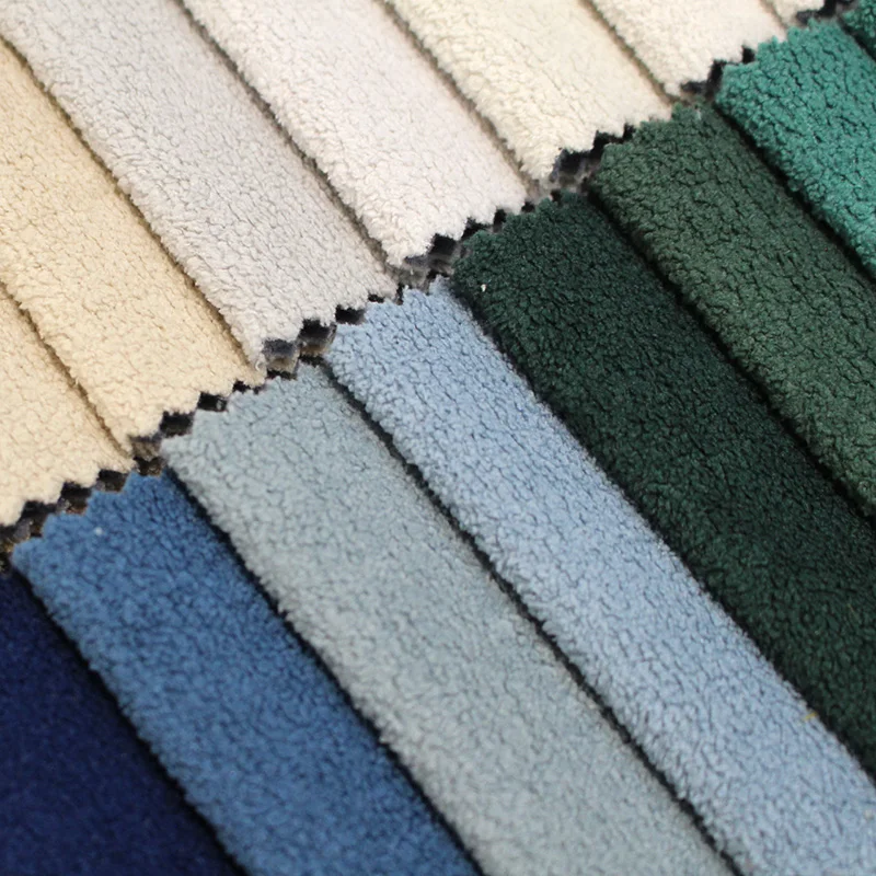 Custom Solid Color Soft Sheep Shearling Knitted Polyester Plush Fabric For Making Soft Toys