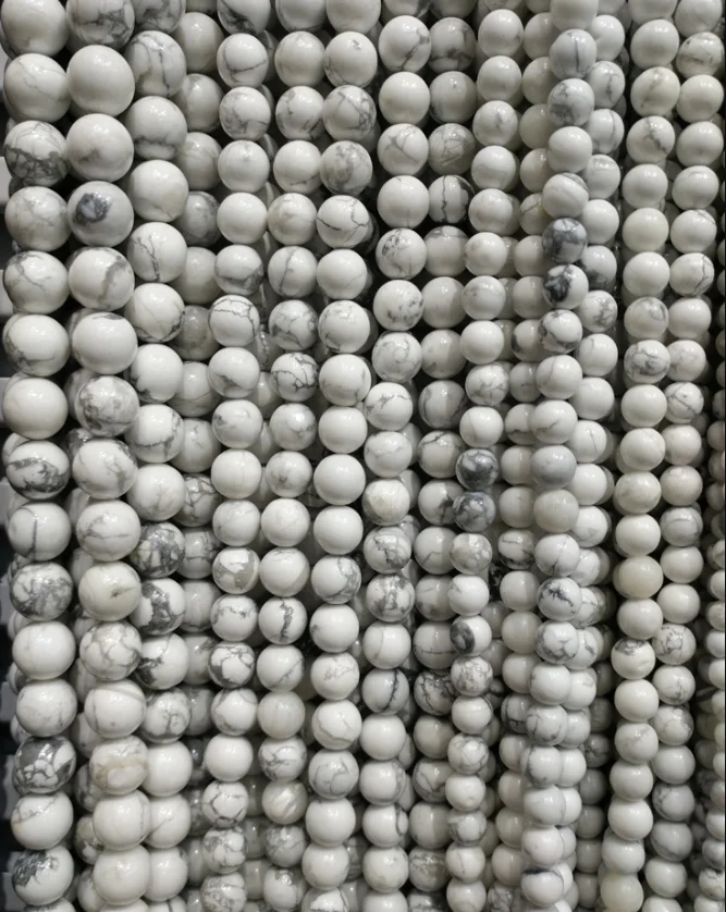 Оптовая продажа натуральный цвет белый камень свободные бусины howlite для изготовления браслетов ювелирных изделий