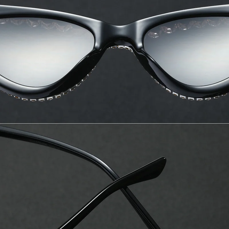 Vintage Retro Women Cateye Sunglasses Rhinestone Crystal Bling Trim Jeweled Frame Costume Glasses