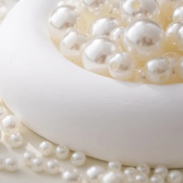 DIY Multi-size optional 4-12mm Ivory Imitation Pearl Beads Acrylic Smooth Round Spacer Beads for Jewelry Making