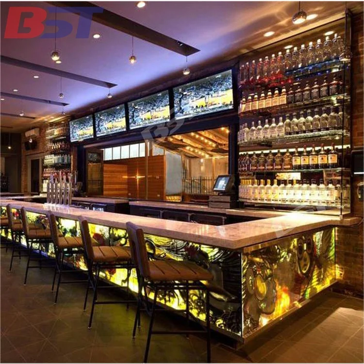 Modern Restaurant Bar Counter Night Club Wine LED Bar Counter Design Music lounged furniture