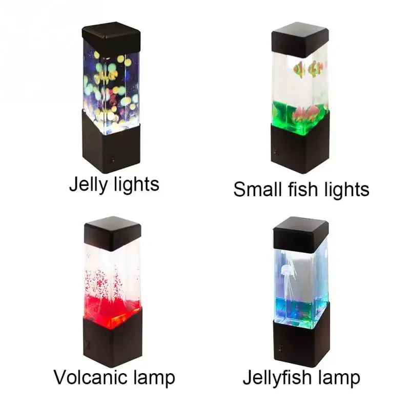 Led Jellyfish Tank Night Light Color Changing Table Lamp Aquarium Electric Mood Lava Lamp night lights For Kids Children Gift