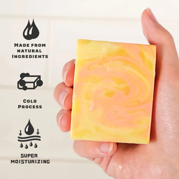 Korean Organic Herbal Sunflower oil Kojic Acid Carrot Papaya Extract Lemon Anti-ance Black Skin Soap With Skin Whitening