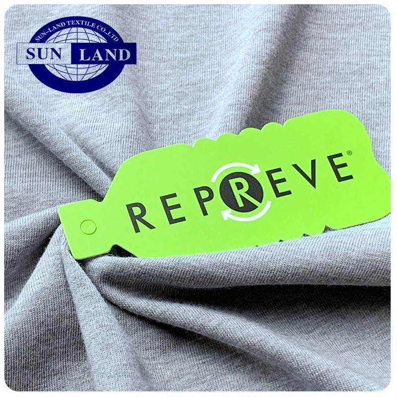 Eco-friendly CVC 60% Recycled Polyester 40% Cotton Knit Single Jersey Fabric for T-shirt Sportswear