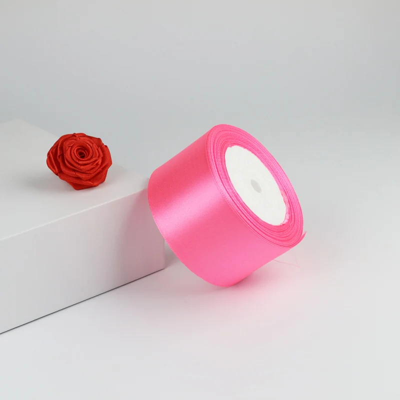 Customized 40 Colors 2 inch Satin Ribbon Single Face 25Y Bow Ribbon 50MM for Gift Wrapping