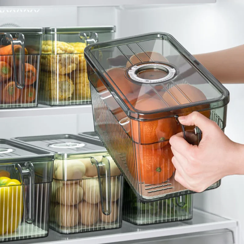 BPA Free Fridge Organizer Stackable Refrigerator Organizer Bins Reusable Food Storage Containers in Home Kitchen