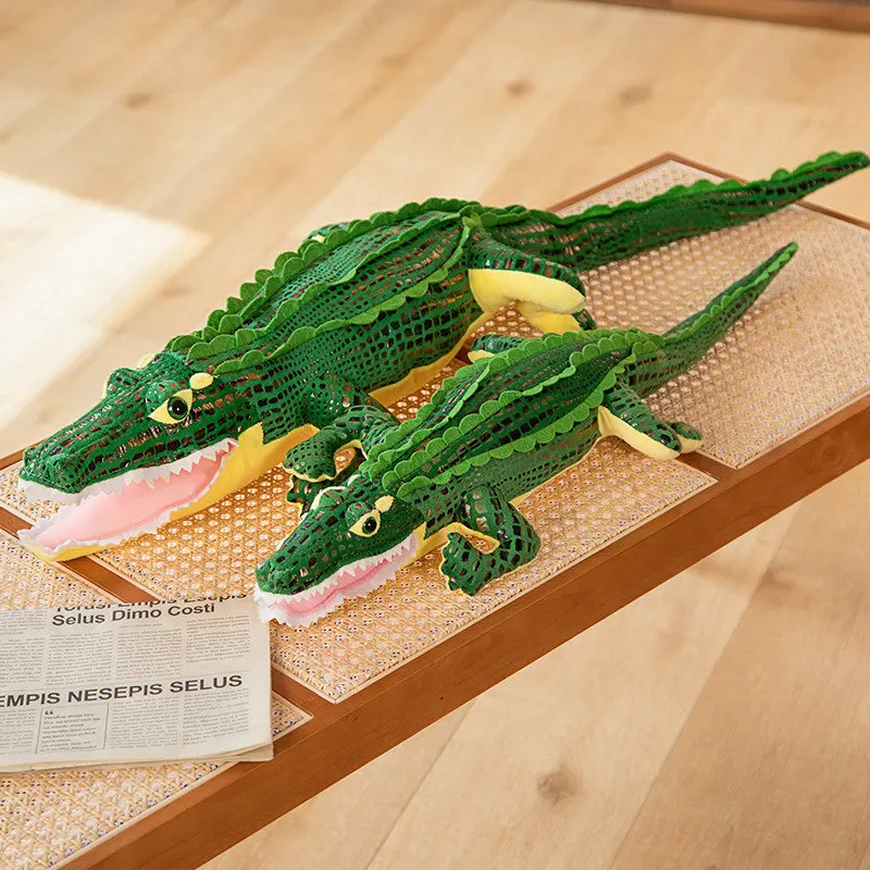 Realistic halloween plush stuffed animal custom toy crocodile simulation alligator green plushies  Interactive plush toy