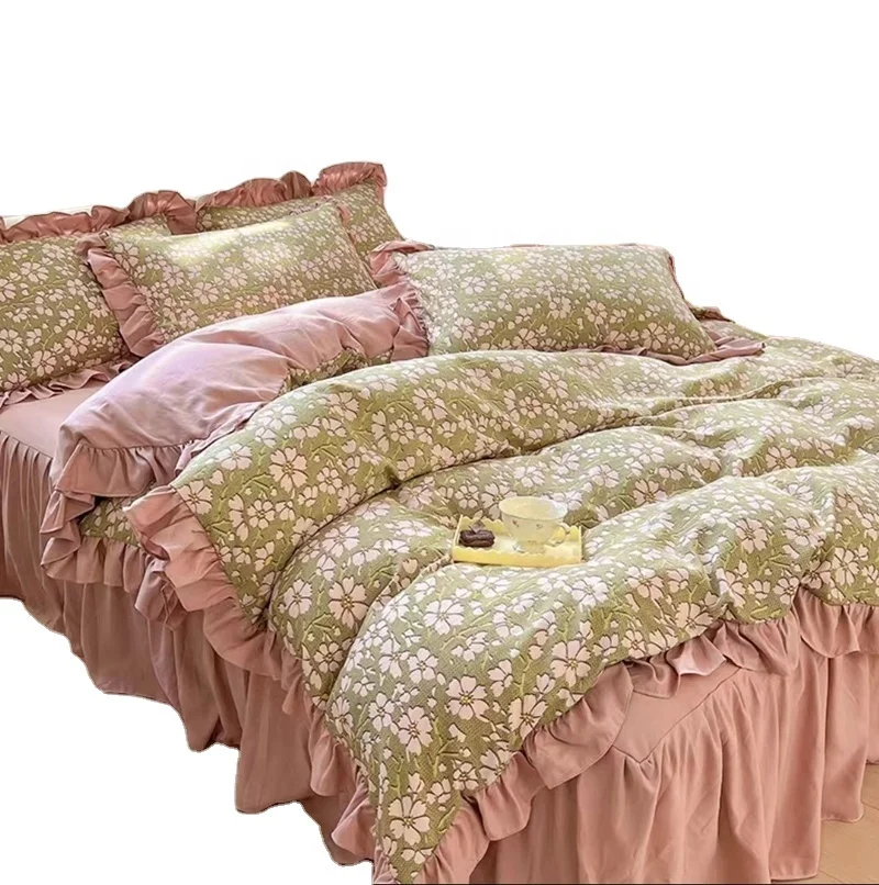 Factory Wholesale bed skirt sheet set twin full queen king Super King Size Bedding Set Bed Skirts