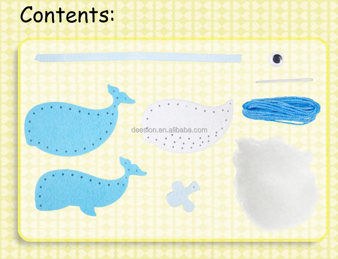 High quality direct factory BPA free ready for stitching felt toy DIY craft kits  whale as a Christmas gift new year gift