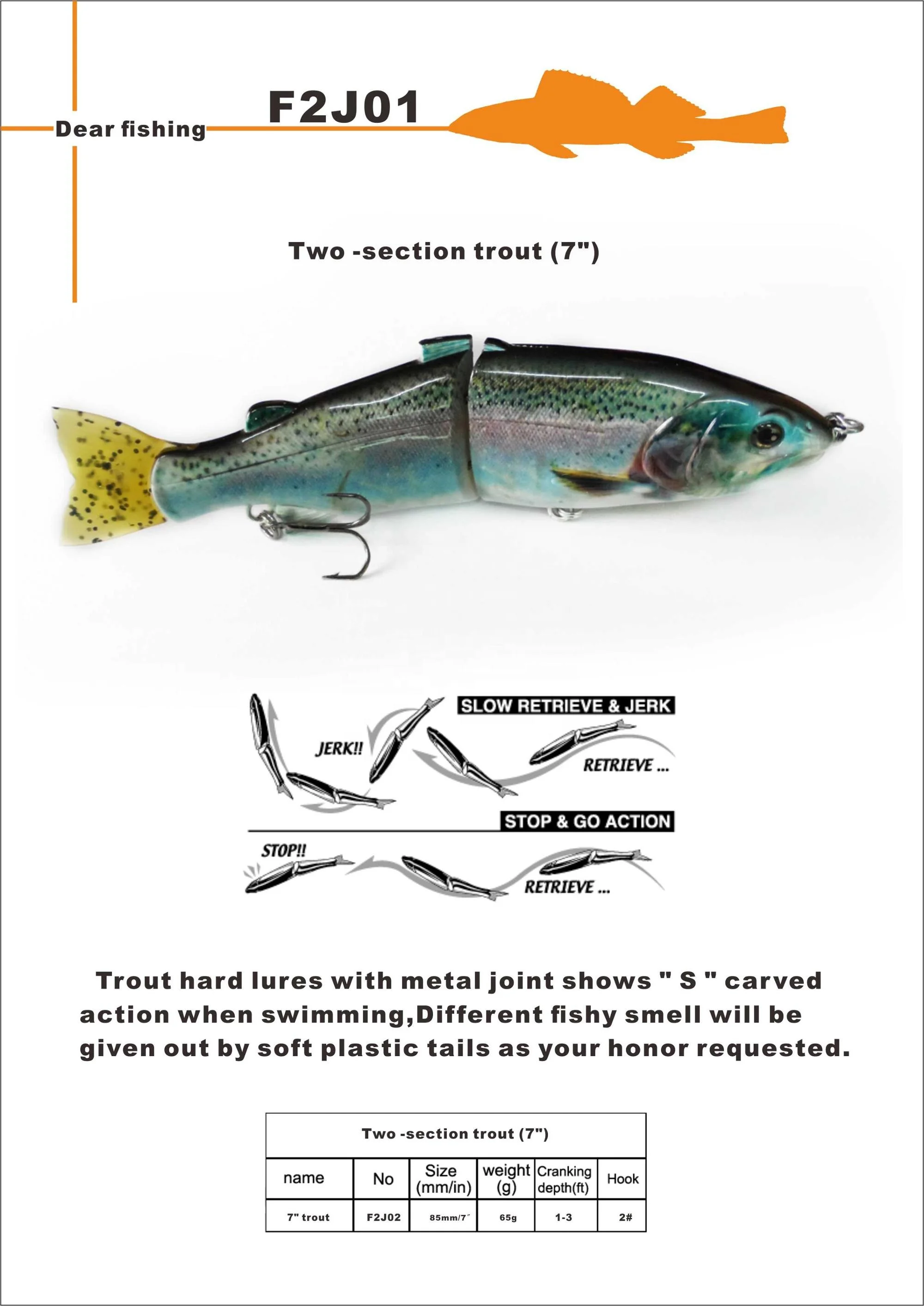New Hand Carved S Shape Trout Glide Bait Soft Tail Swimbait For Bass Trout Pike Fishing Glide Bait