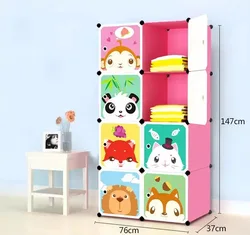 Розовый детский шкаф «сделай сам», пластиковый складной шкаф, кубик для хранения одежды