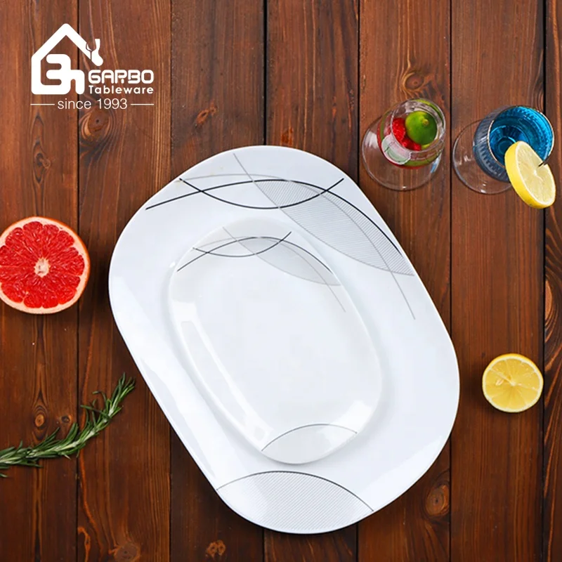 14 inch white opal glass dinnerware food serving plate with decor plain opal glass dinnerware flat food plate tableware