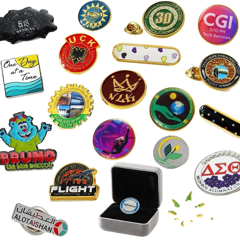 No Mold Fee Manufacturer Mexican Hat Pins Badges Round Button Pin Design Gold Metal Hat Pins Custom Printed Epoxy Resin Badges