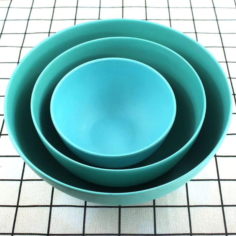 Hot Selling Eco-Friendly Bamboo Fiber White Blue Black Round 3700Ml Vegetable Salad Bowl Set Kitchen Mixing Bamboo Bowl Large