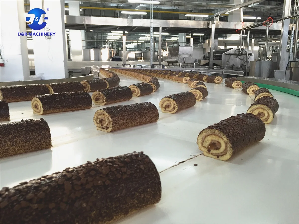 Automatic Swiss Roll Cake Making Machine High Performance High Effectivy CE Certificated Machines Cake Production
