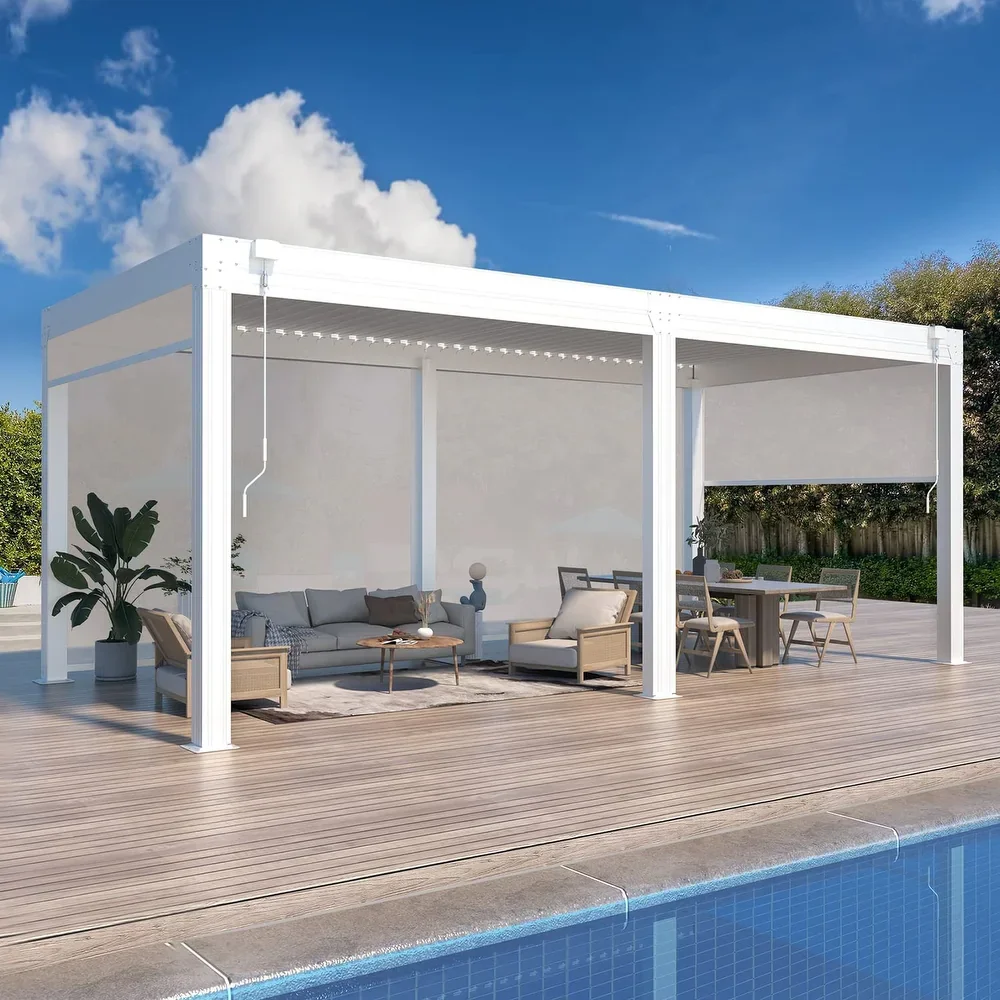 Outdoor garden set waterproof bioclimatic shelf, arched pergola, aluminum pavilion pergolas