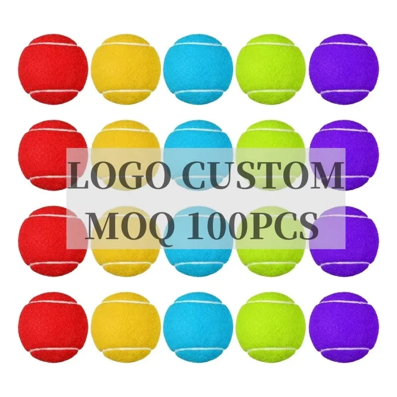Custom logo polyester 2.5 inch colored tennis balls cheap tennis balls pink purple orange black bulk personalized tennis ball